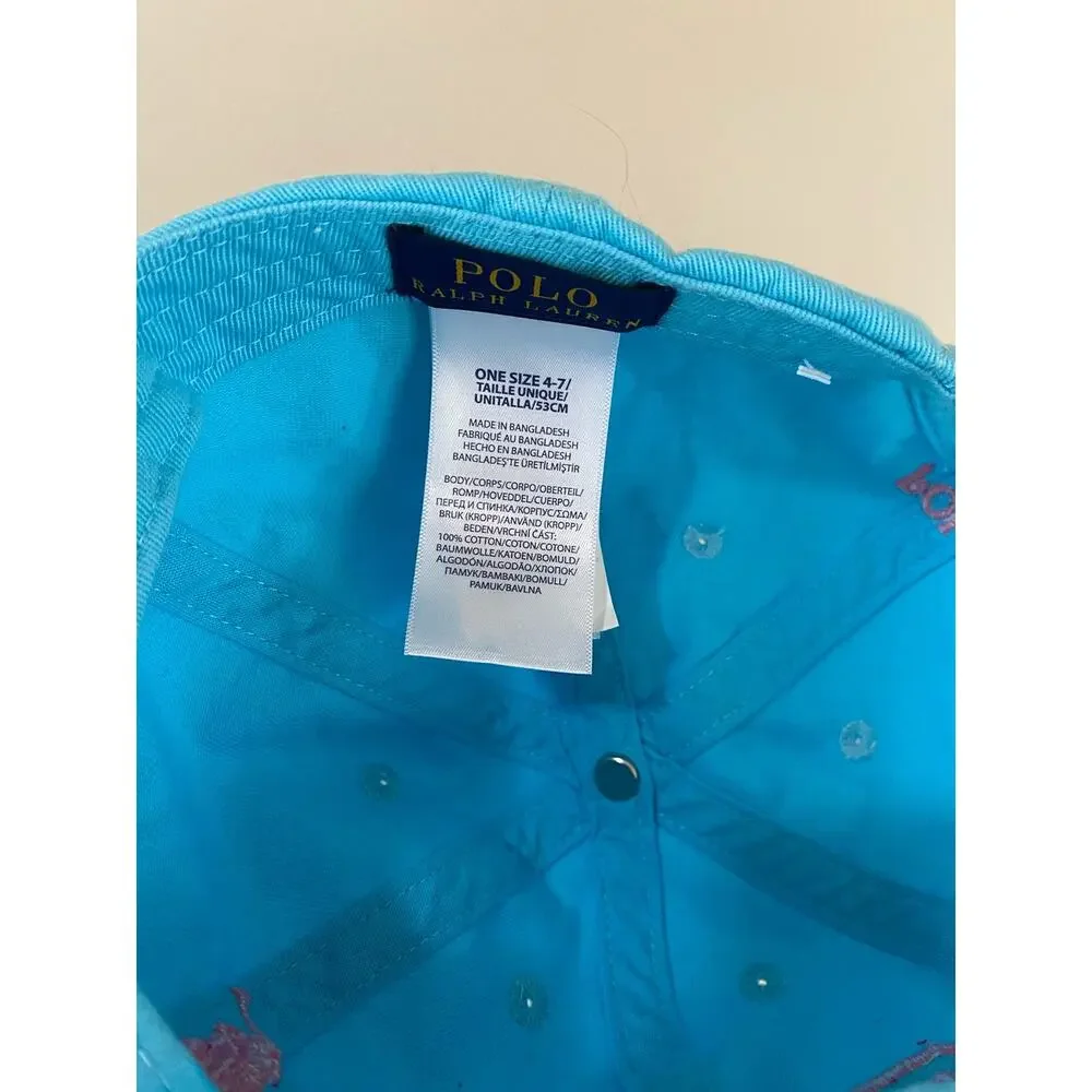Polo Ralph Lauren Hat Cap Youth Kids 4-7 OS Adjustable Strap Back Big Pink Pony